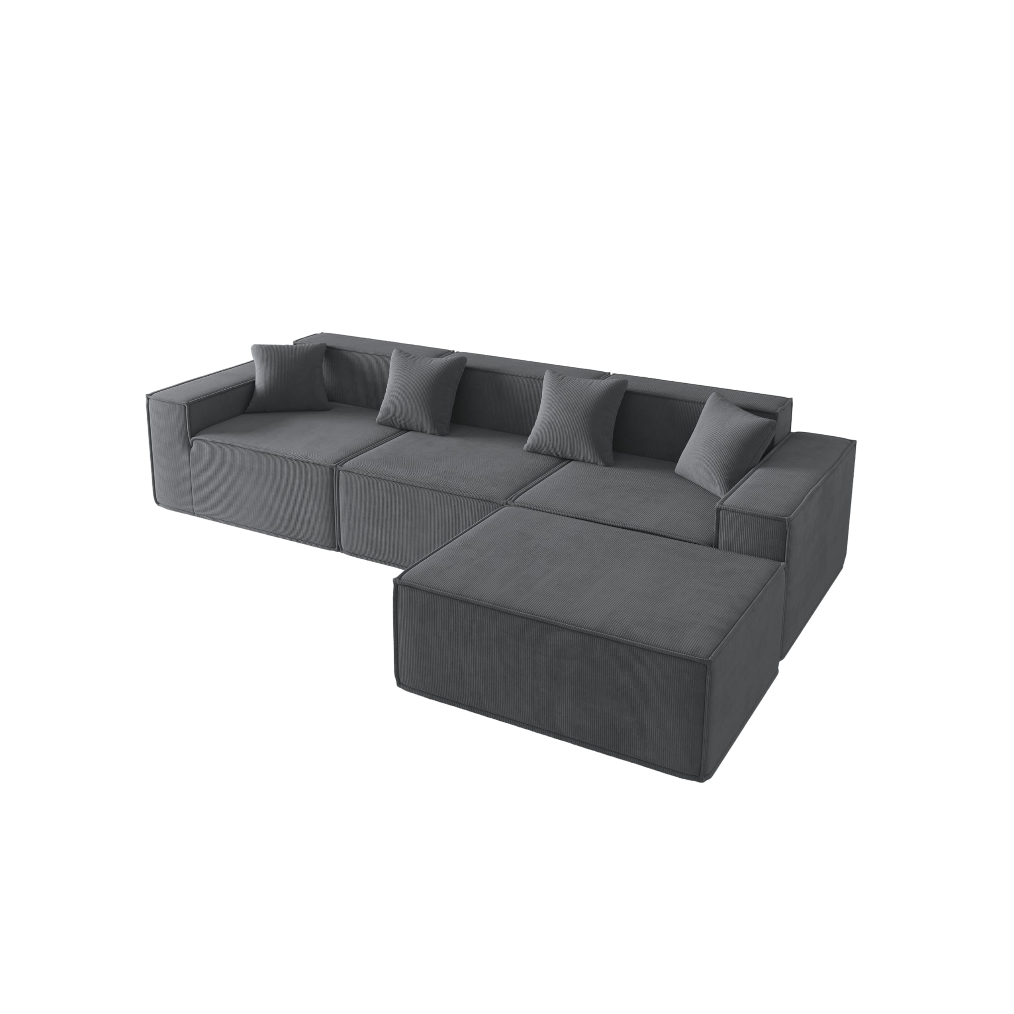 Tribeca 3 Seater Corduroy Sofa with Ottoman