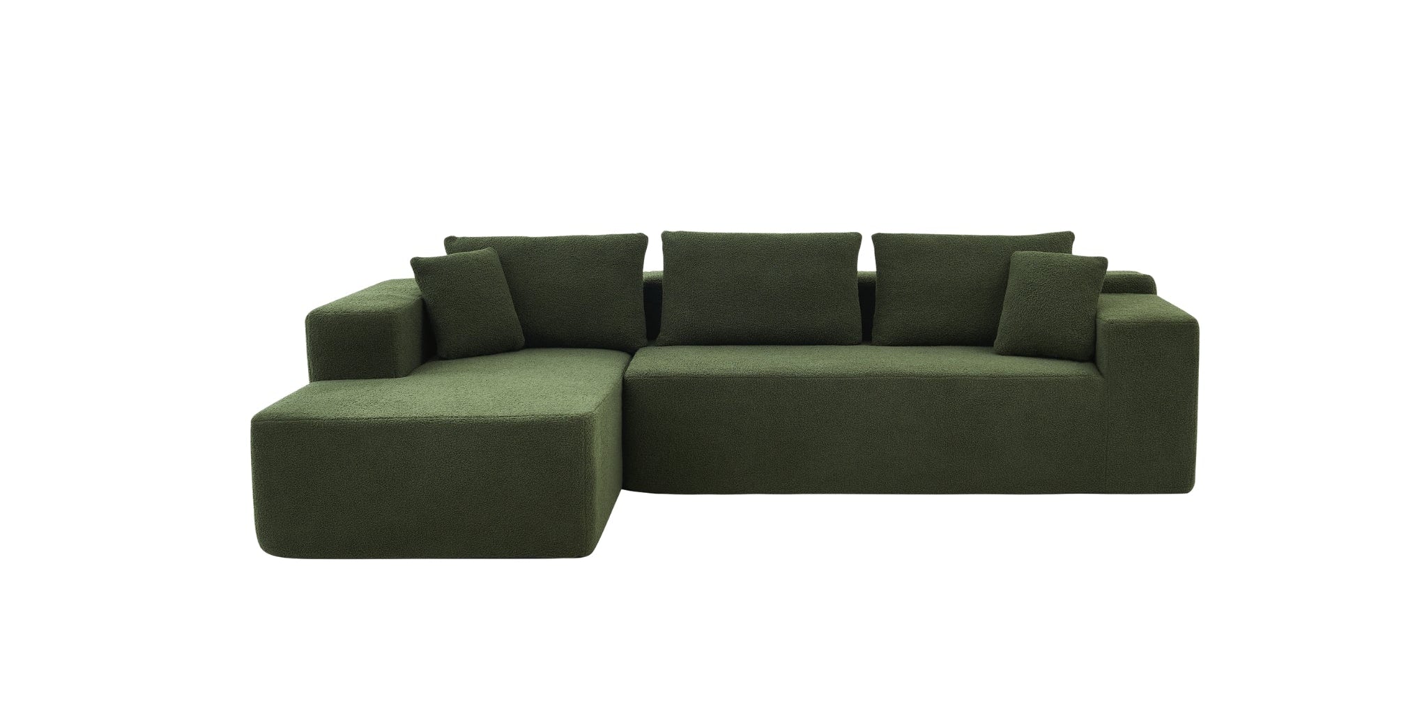 Bowery sofa in color forest green in a white background.