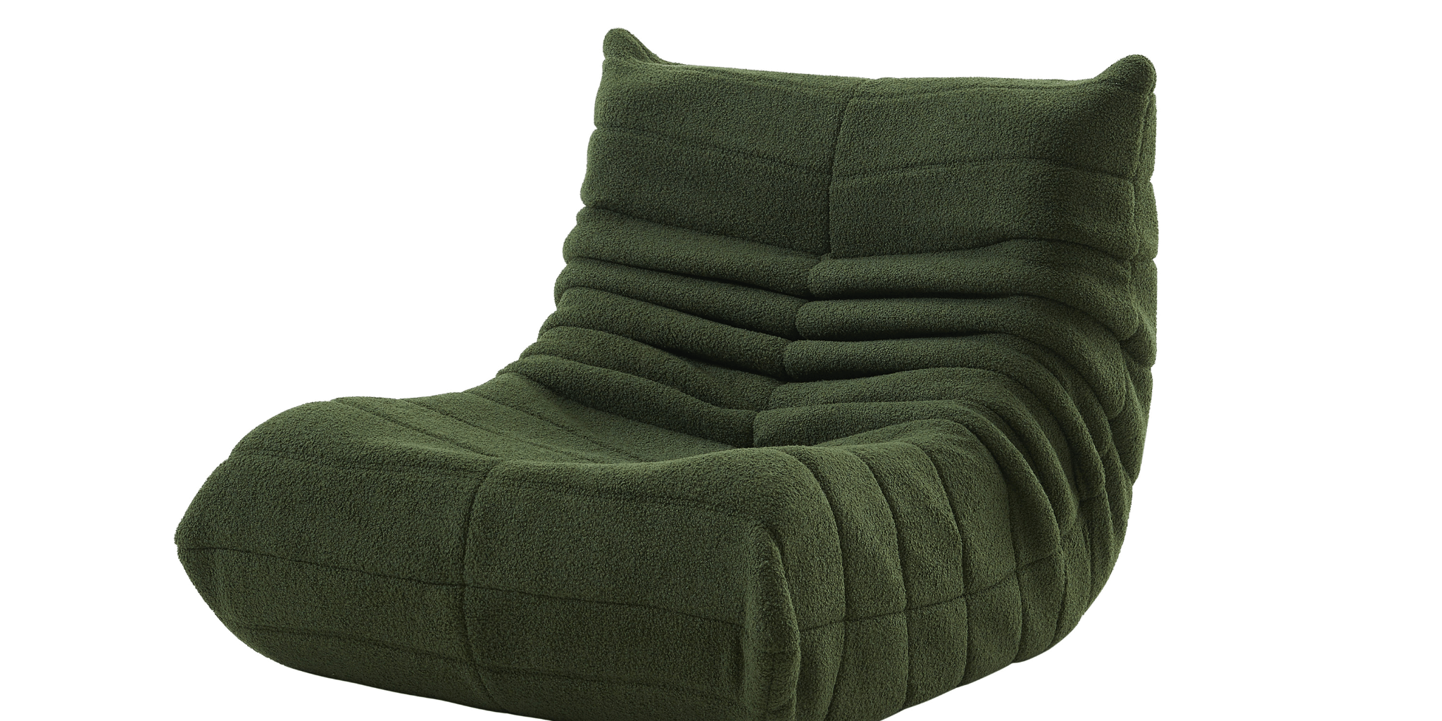 Side view of Lola single sofa forest green in white background.