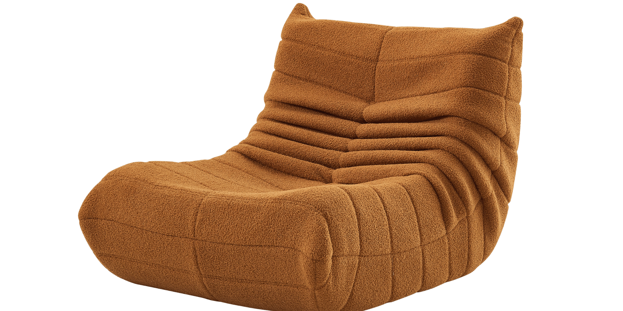 Side view of Lola single sofa in terracotta orange.