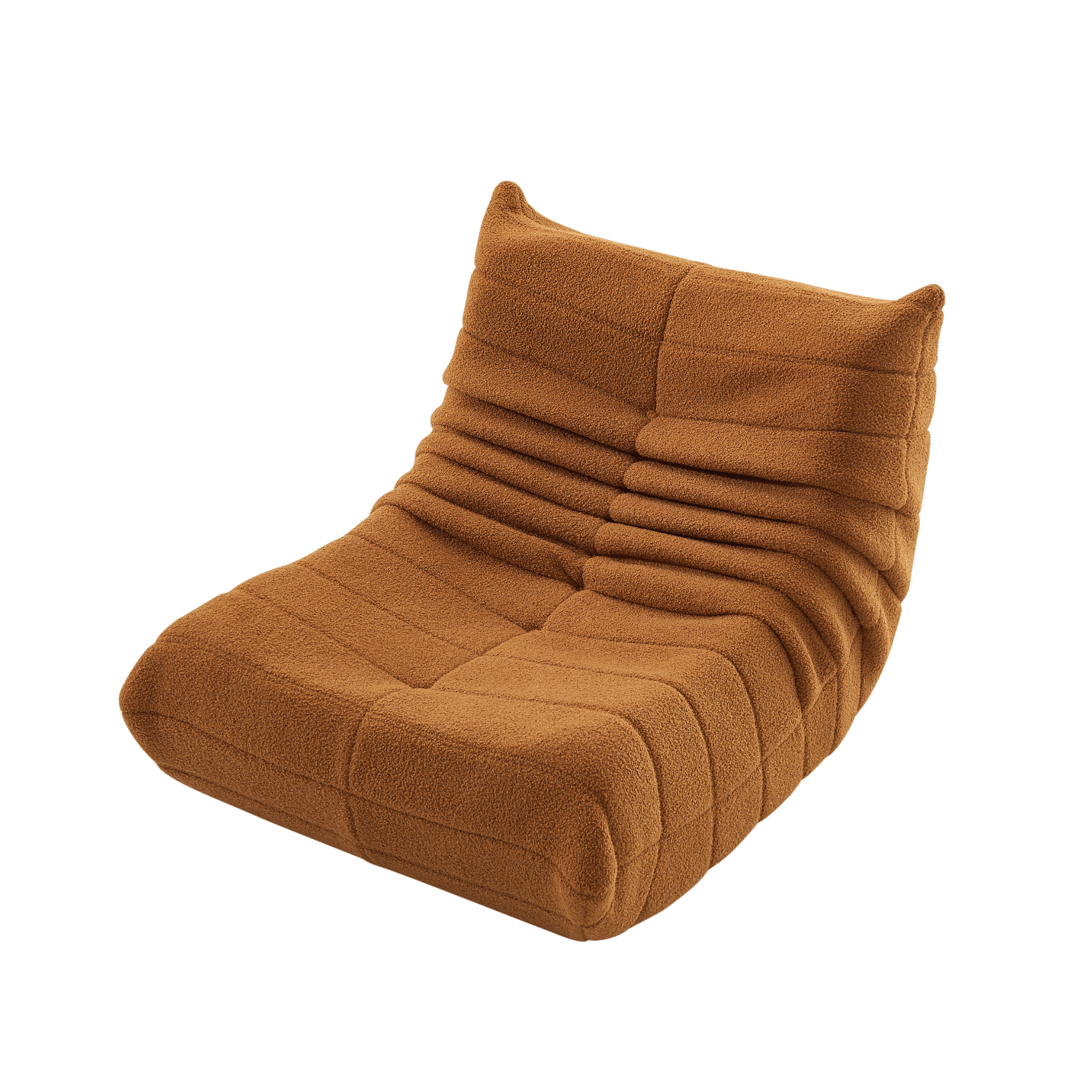Lola single sofa in terracotta orange in white background.