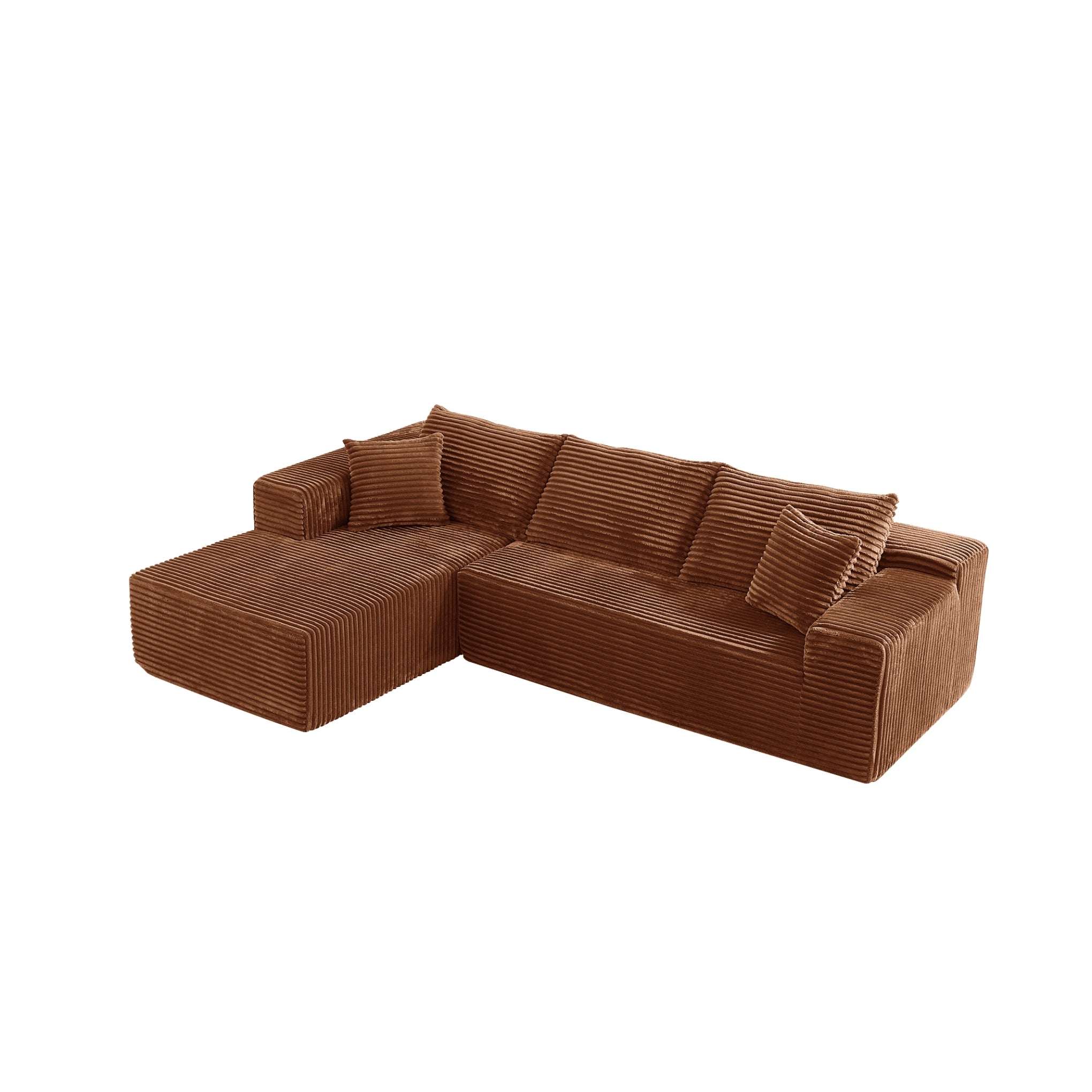 Brown sectional sofa on a white background