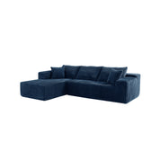 Navy blue sectional sofa on a white background