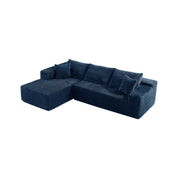 Navy blue sectional sofa on a white background