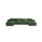 Green sectional sofa on a white background