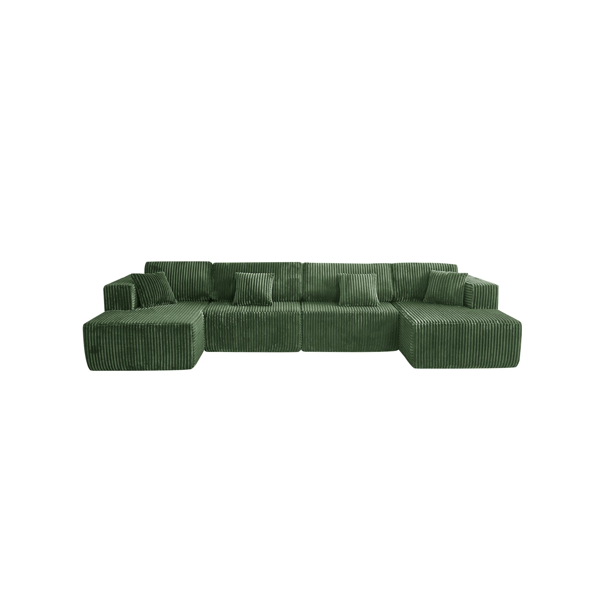 Green sectional sofa on a white background