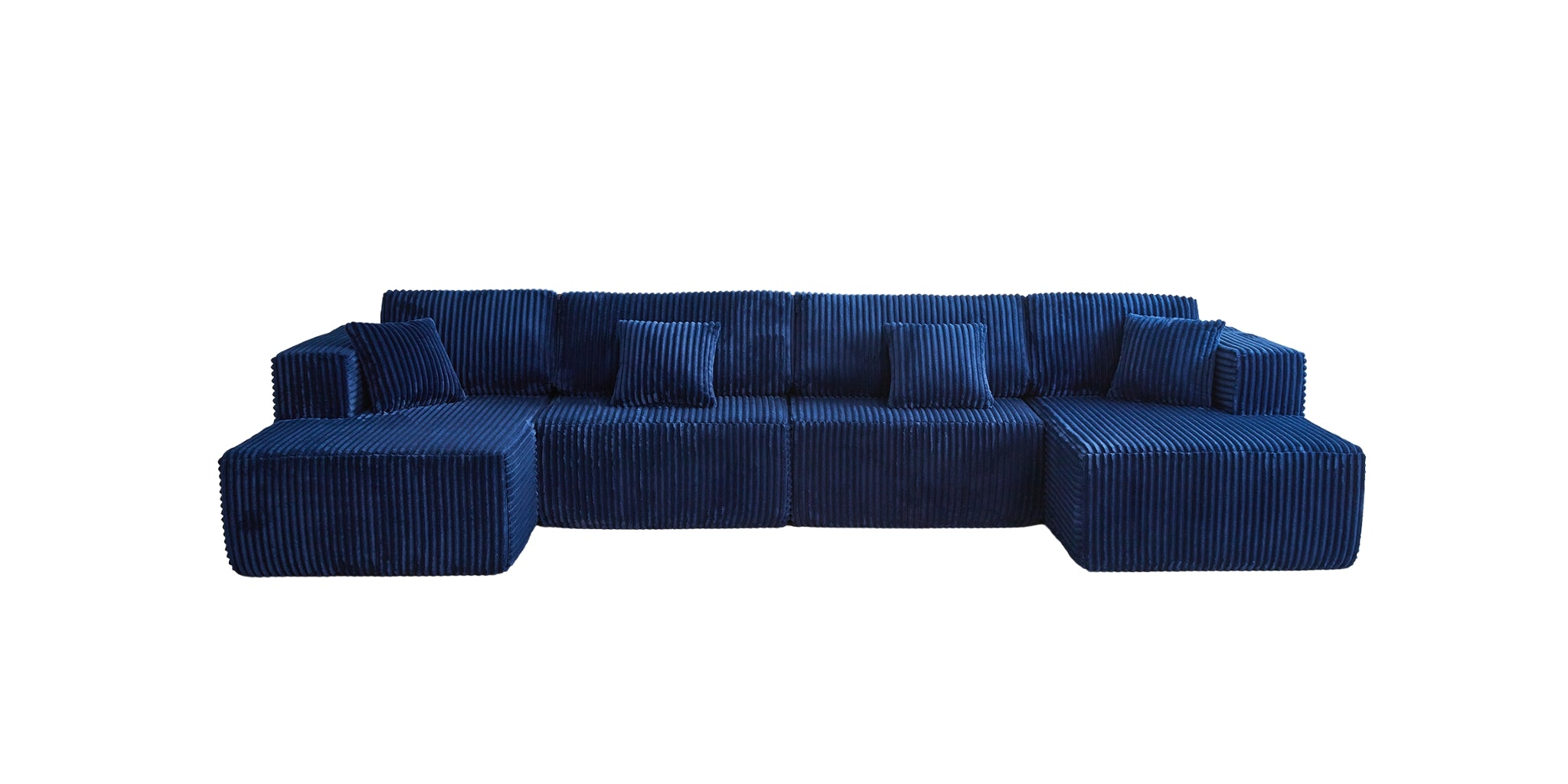 Blue sectional sofa on a white background