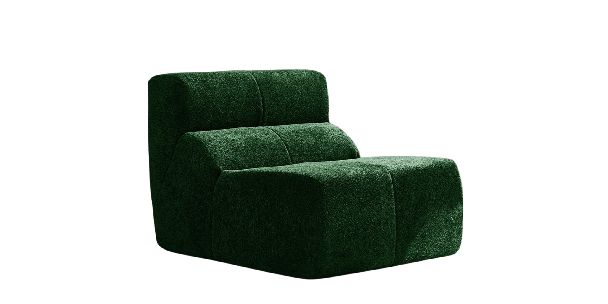 Green corner sofa on a white background