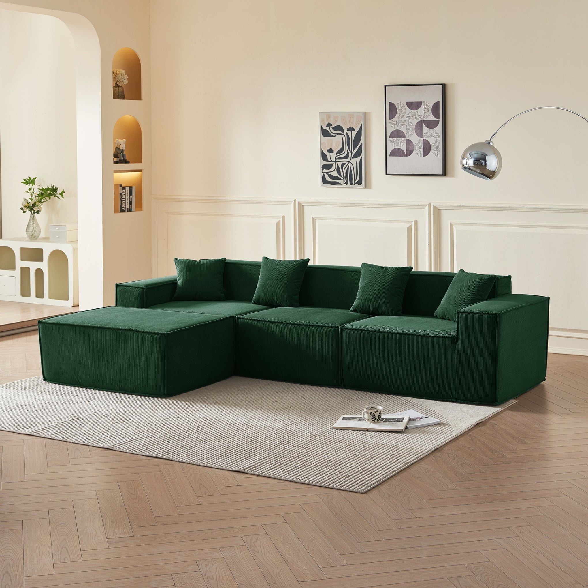 Tribeca 3 Seater Corduroy Sofa with Ottoman