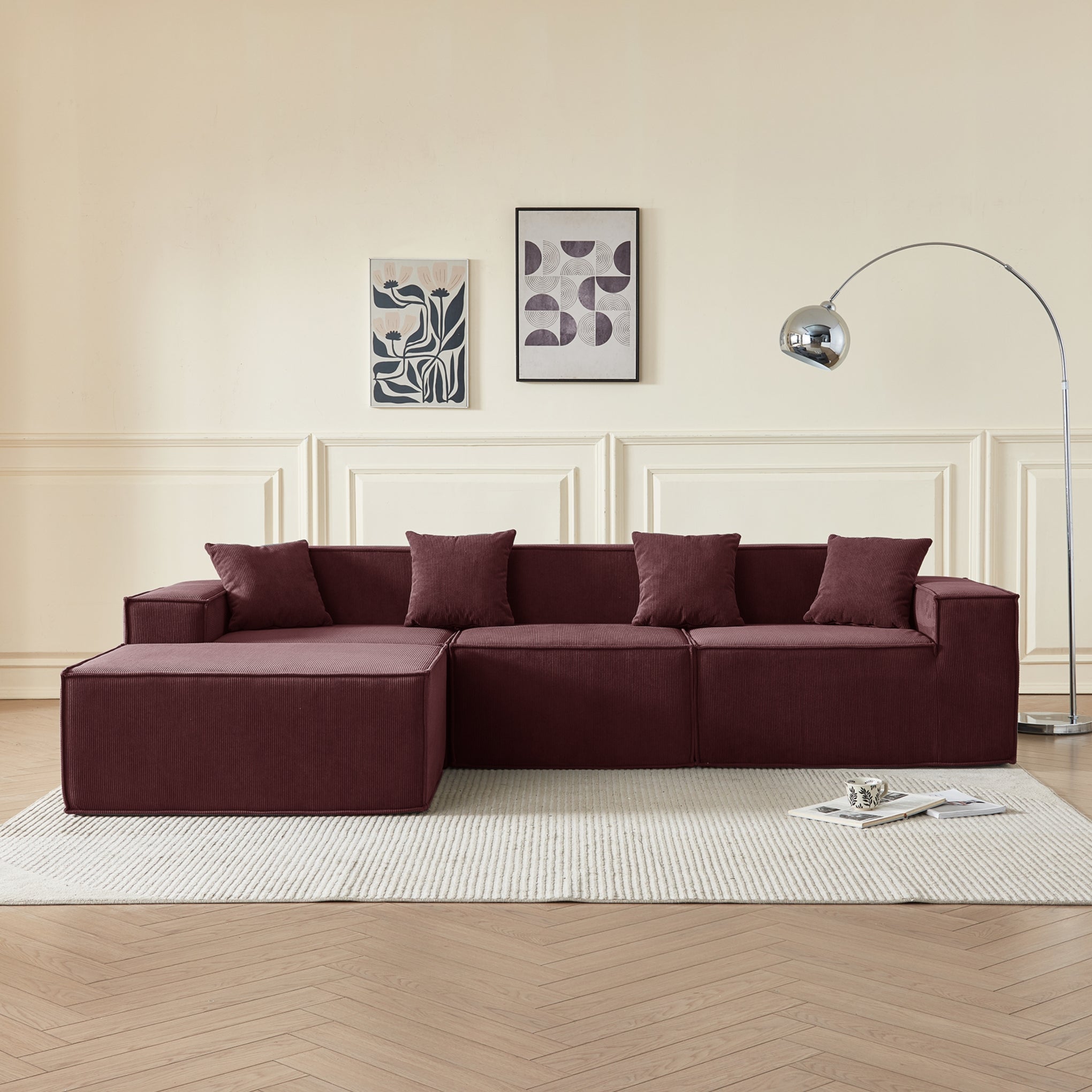 Tribeca 3 Seater Corduroy Sofa with Ottoman