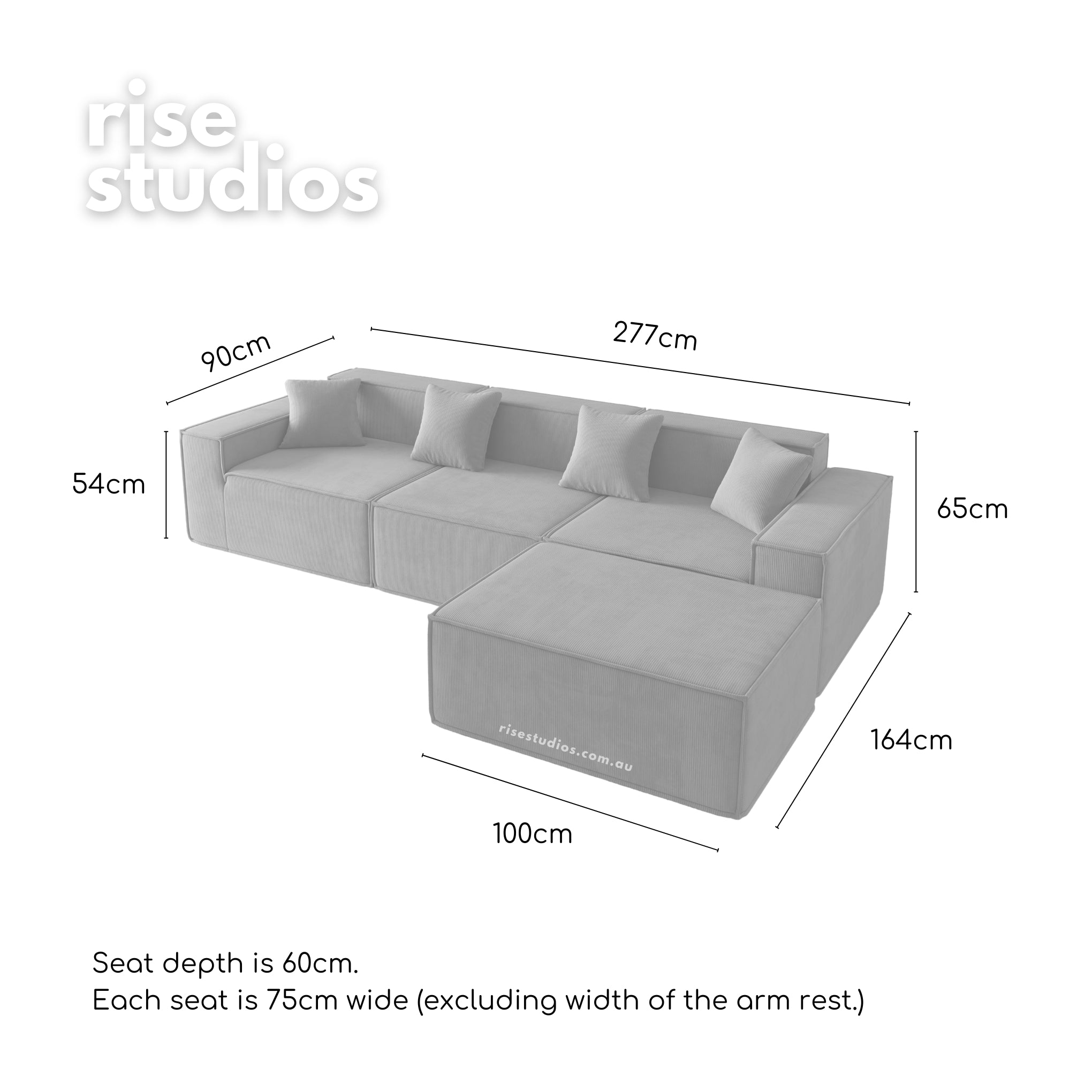 Tribeca 3 Seater Corduroy Sofa with Ottoman