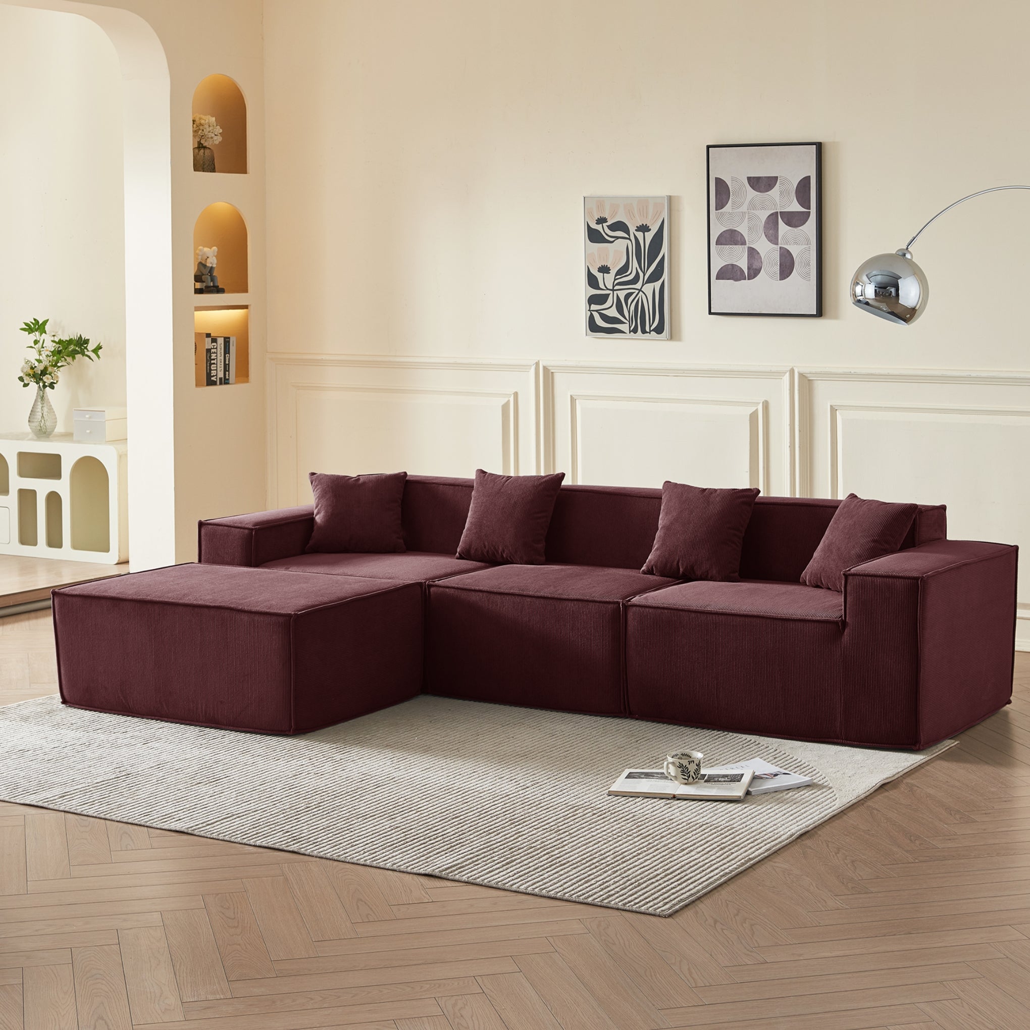 Tribeca 3 Seater Corduroy Sofa with Ottoman