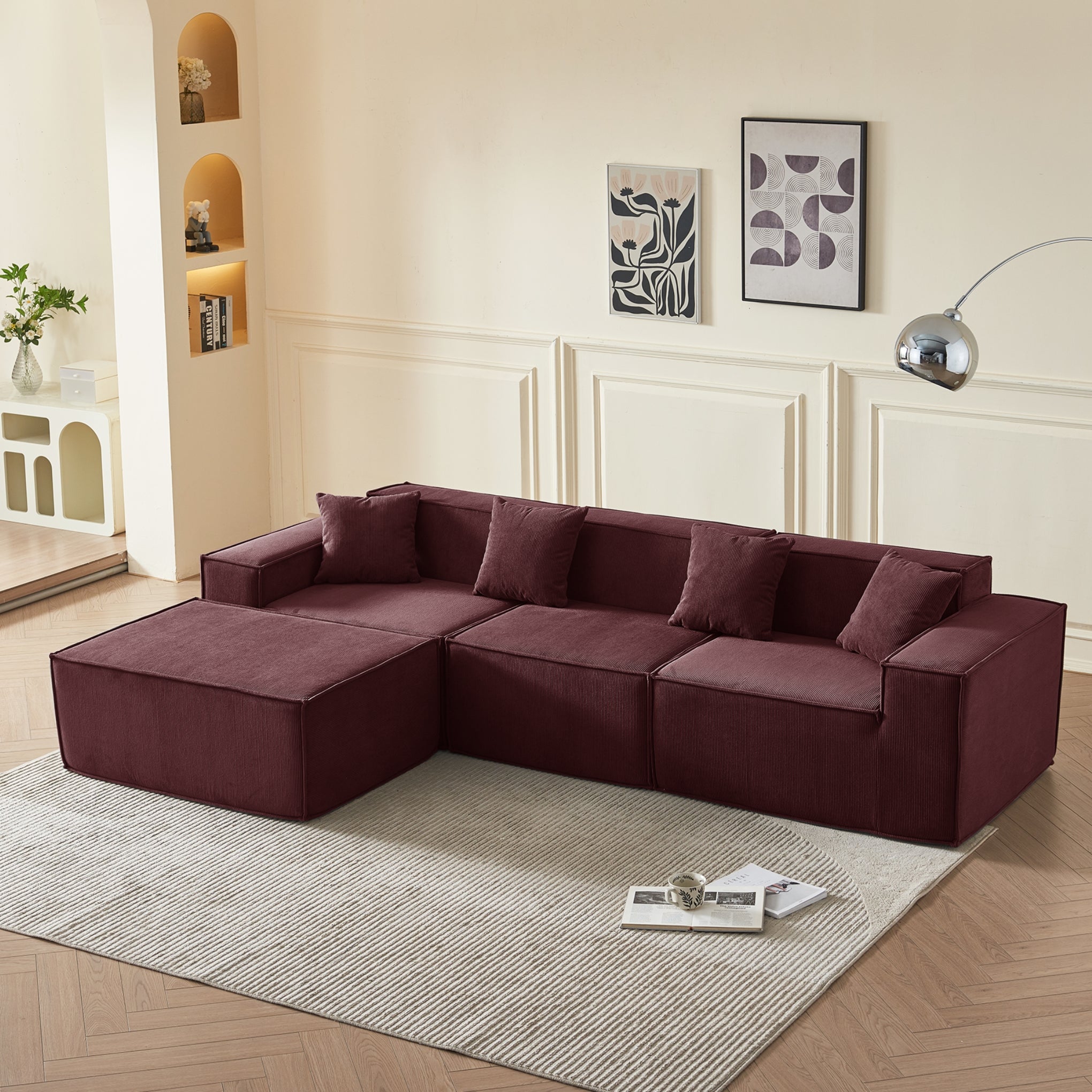 Tribeca 3 Seater Corduroy Sofa with Ottoman