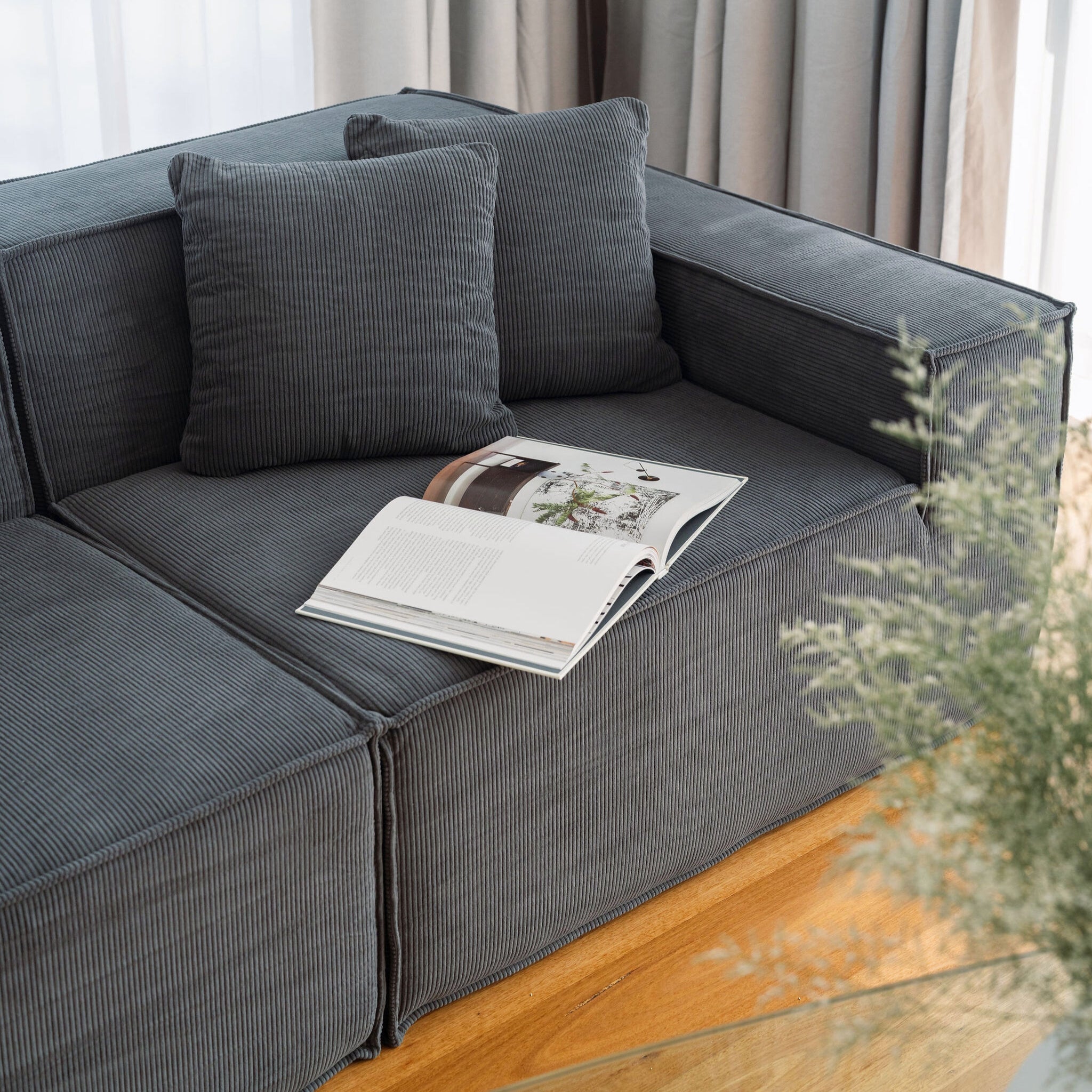 Tribeca 3 Seater Corduroy Sofa with Ottoman